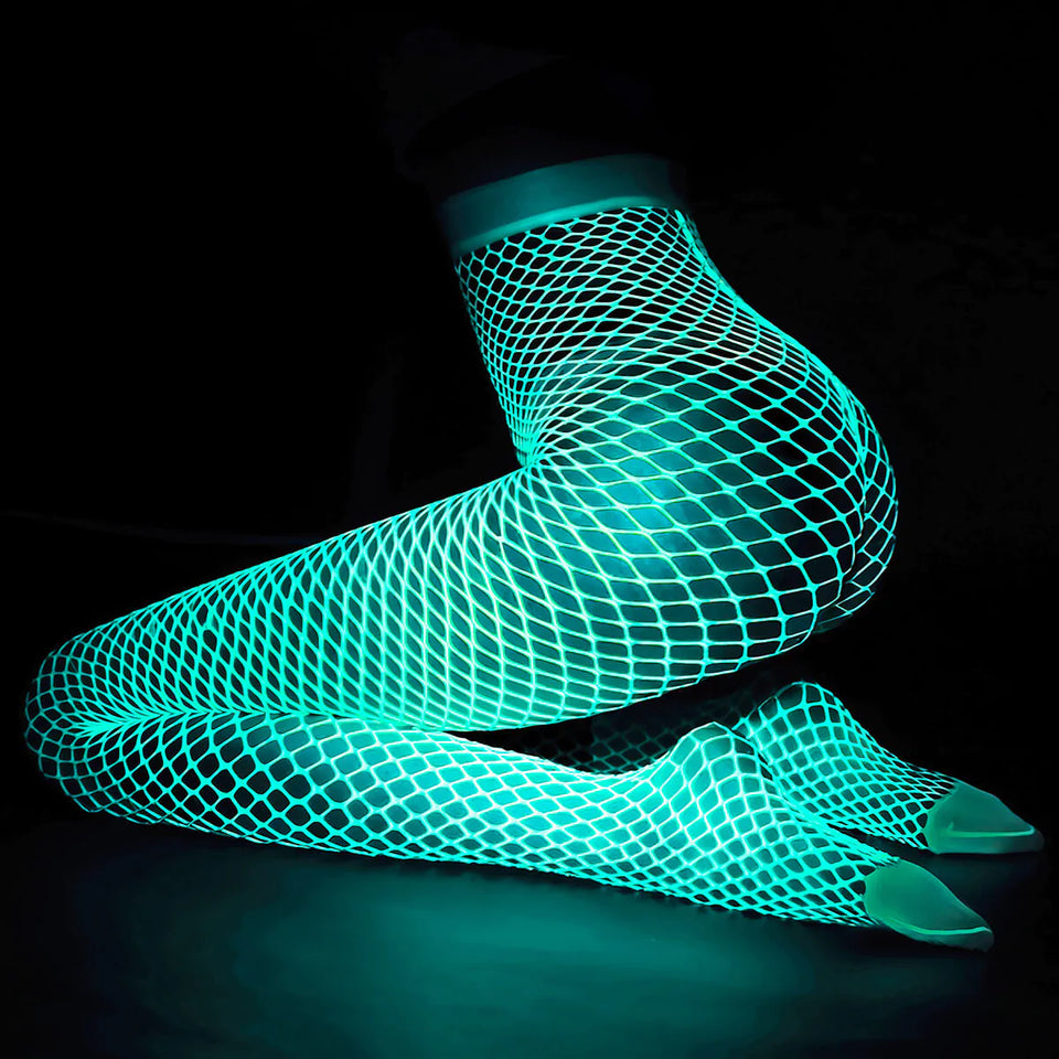 Colored Fishnet Stockings Porn - Luminous Glow in the Dark Fishnet Tights â€“ Lusty Time