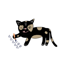 Schreibende Katze Sticker zur Einschulung