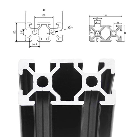 2040 Aluminium V slot profile dimensions