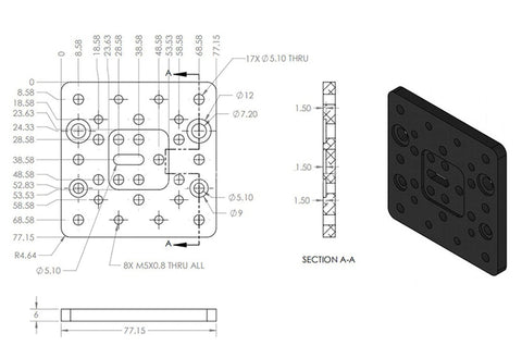 4080 C-beam v slot gantry plate  dimensions