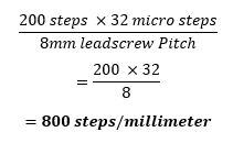 Calculation for steps per millimeter 