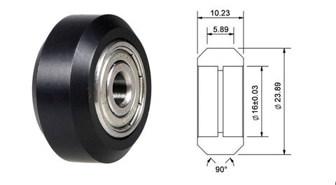 Delrin wheel for 3d printer and cnc machine dimensions