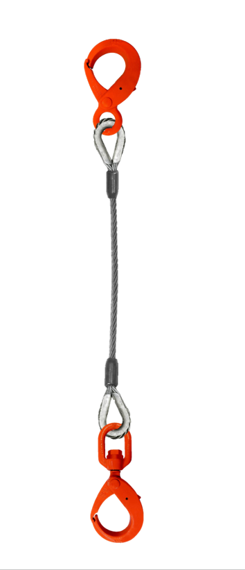Single leg wire rope sling with self locking hooks on each end — Maskell  Rigging & Equipment Inc.