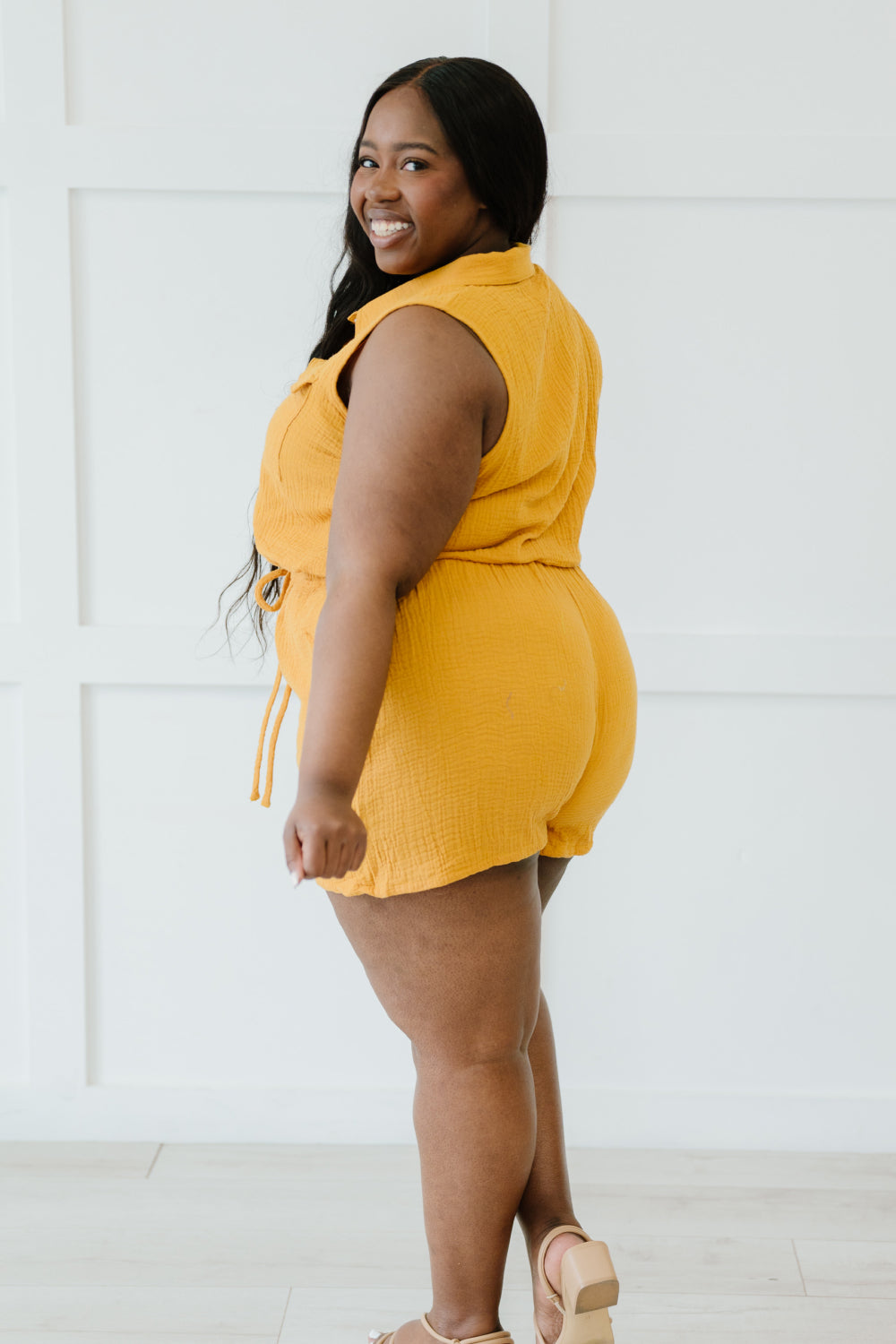 Mellow Yellow Button-Up Romper Social Co Boutique Clothing