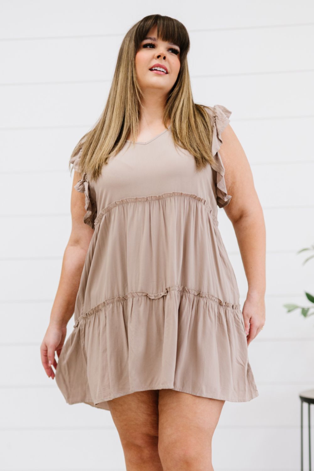 Chasing Summer Days Ash Mocha Tiered Mini Dress Social Co Boutique Clothing
