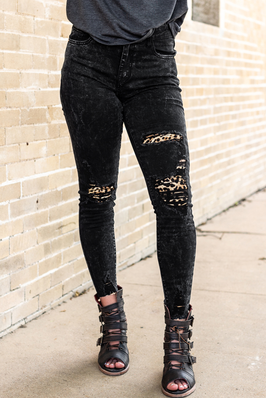 leopard animal print distressed skinny jeans fall denim fashion