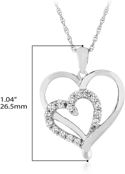 Multi-Strand Valentine Heart Pendant Necklace 925 Silver 18" Multi-Strand Valentine Heart Pendant Necklace 925 Silver 18"