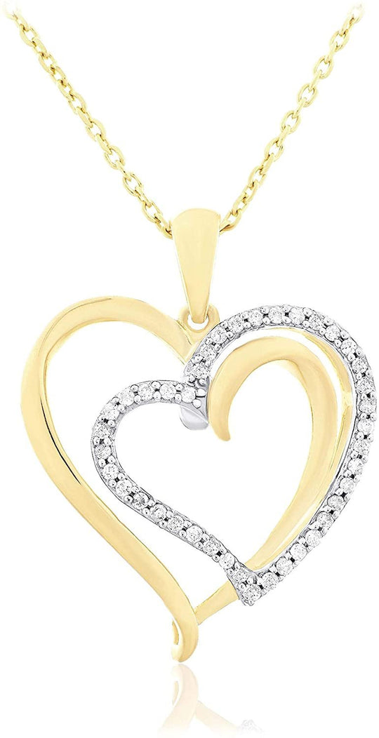 14K Yellow Gold 1/2 cttw Diamond V-Shape Pendant Necklace (I-J, I1