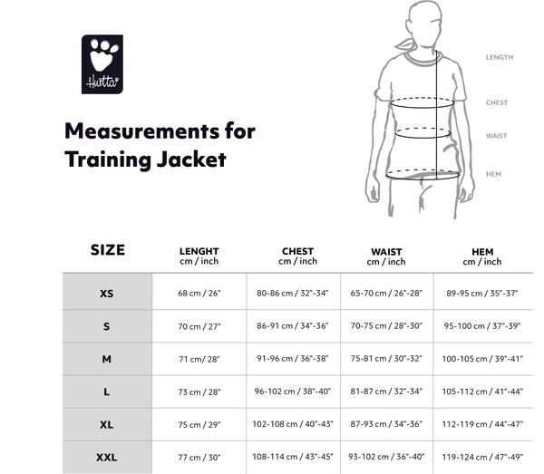 Size guide for the Hurtta ECO Training Jacket training jacket at dogmania.se