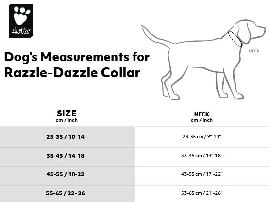 Size chart for the dog collar Hurtta Razzle-Dazzle Dog collar at dogmania.se