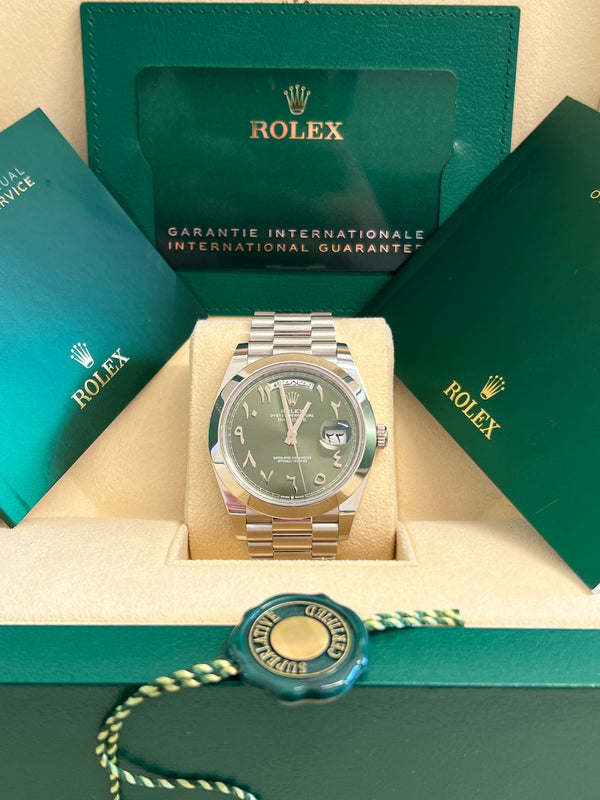 Rolex - Unworn Platinum Day-Date Presidential Ice Blue Arabic Dial