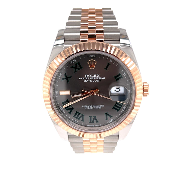 Rolex Datejust 36 Steel & Everose Gold Silver Palm Motif Dial 126231 –  Element iN Time NYC