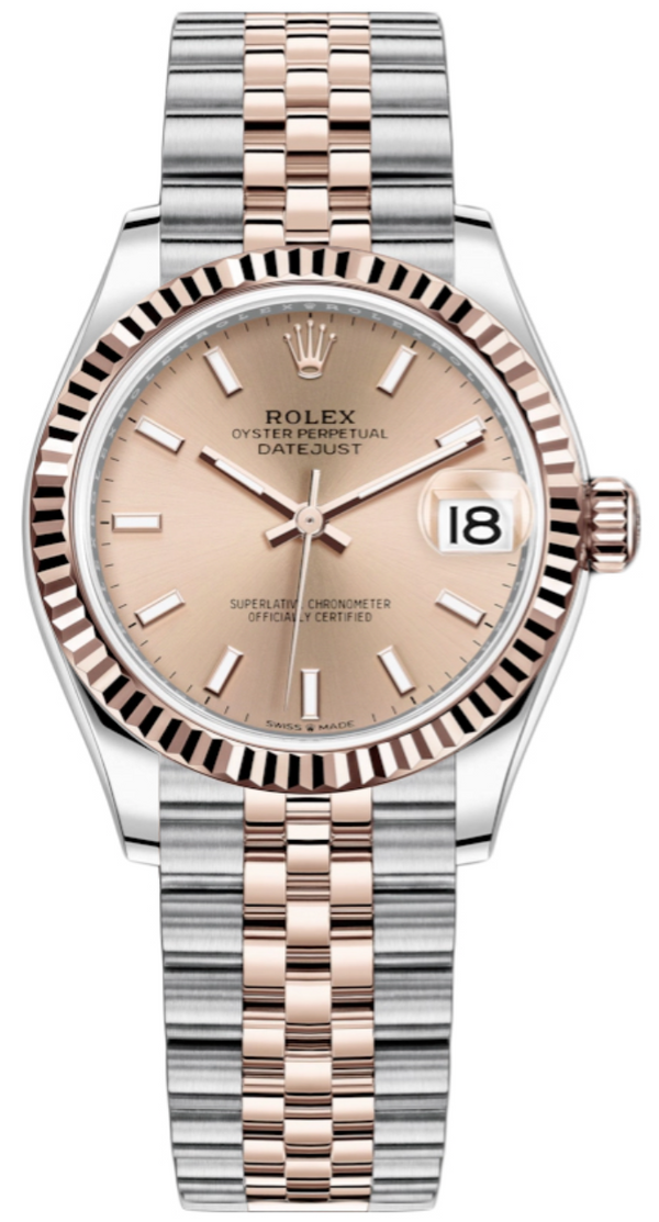 Rolex Datejust 36 Steel & Everose Gold Silver Palm Motif Dial 126231 –  Element iN Time NYC
