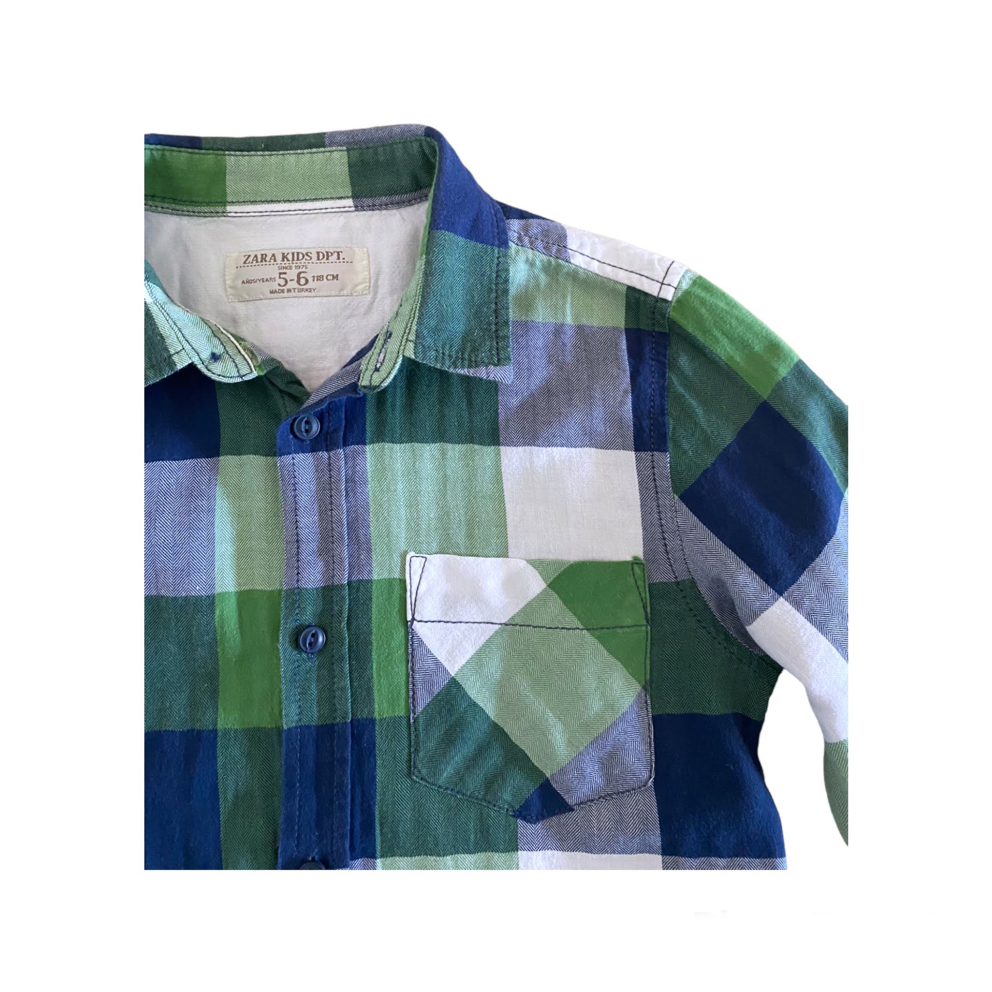 Camisa Cuadros - Niño Zara - Talla 5-6 Años. La Jirafa de Algodón