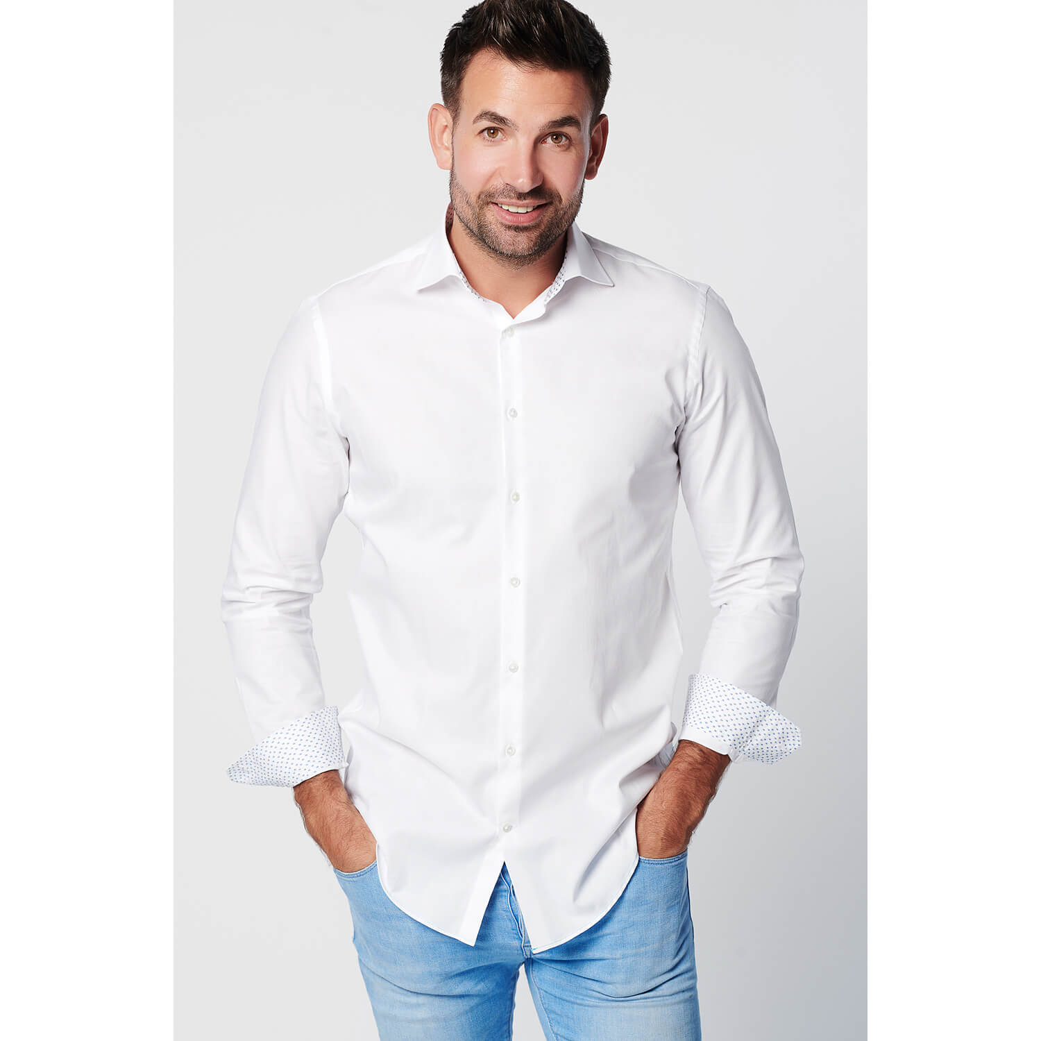 SKOT Fashion Shirt - Slim Fit - Serious White Contrast -