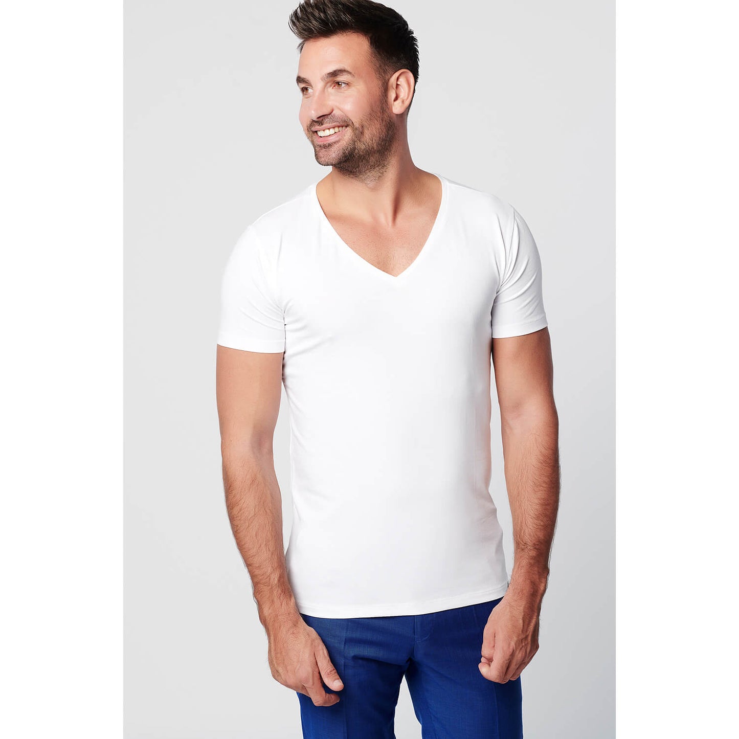 dubbele tuberculose roem T-shirt - Diepe V-hals 2-pack - Wit – SKOT Fashion