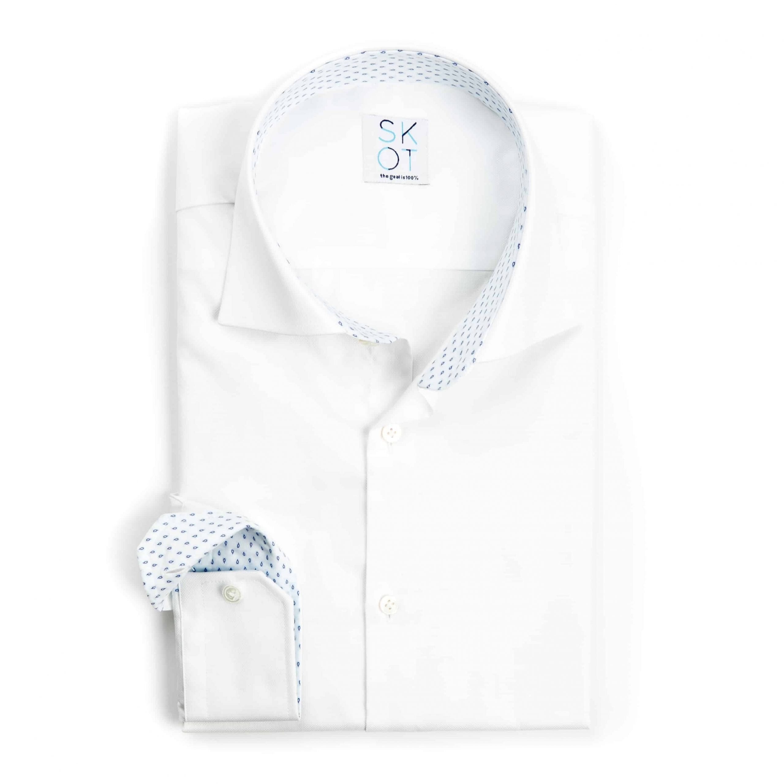 SKOT Fashion Duurzaam Overhemd Heren Serious White Contrast - Wit - Maat 46