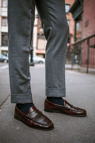 Brown leather loafers