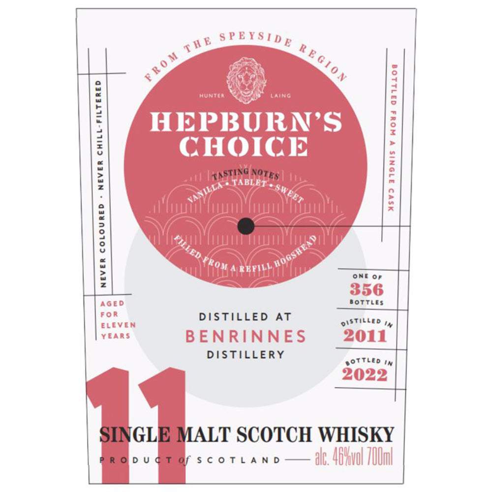 Hepburnâs Choice 11 Year Old Benrinnes Single Malt Scotch Whisky 700ml