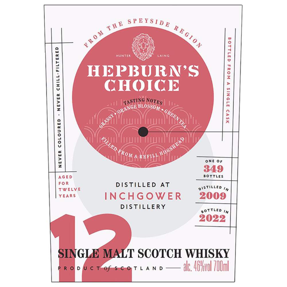 Hepburnâs Choice 12 Year Old Inchgower Single Malt Scotch Whisky 700ml