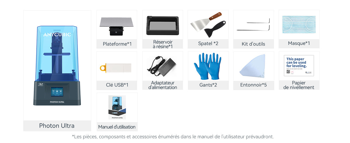 Anycubic Photon Ultra - Contenu de la Boîte