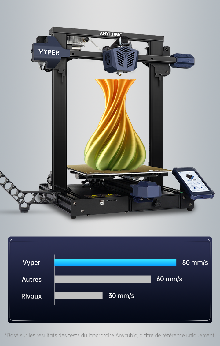 ANYCUBIC Vyper Imprimante 3D de Nivellement Automatique, Carte Mère  Silencieuse TMC2209, PEI Spring Steel, Convient aux PLA/ABS/PETG/TPU,  Taille