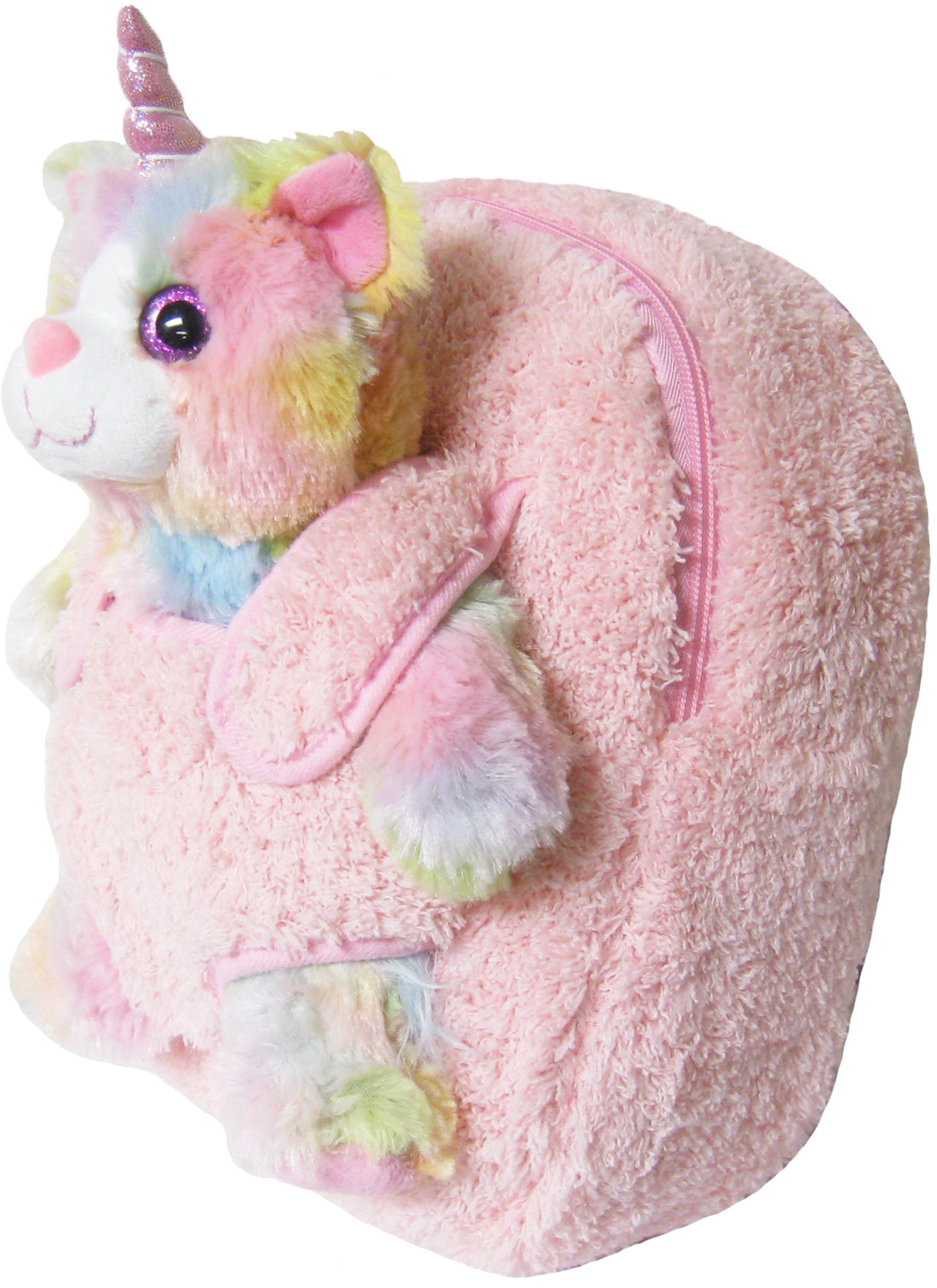 Popatu Kid's HotPink Stuffed Animal Unicorn Rolling Backpack with Remo