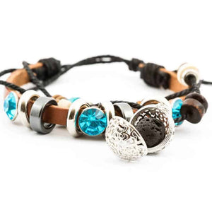 Leather Lava stone bracelet blue 5