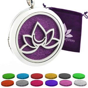diffuser necklace with velvet bag and pads