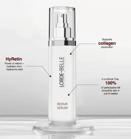 Repair Serum delivers targeted hydration and supports collagen production for soft, supple skin. Its unique formula works to strengthen skin’s natural barrier while fighting free radical damage and keeping skin healthy and radiant.
