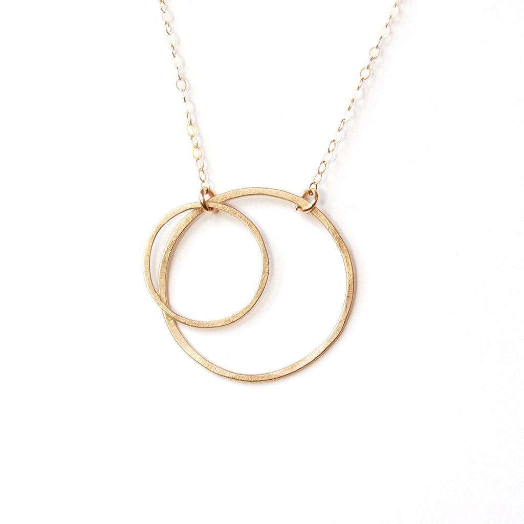 14k gold large double open circle necklace – Emily Rosenfeld