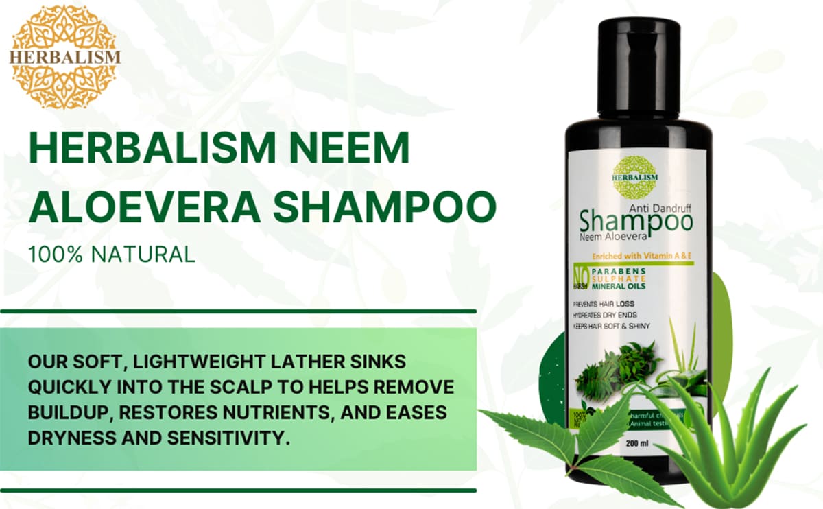 HERBALISM Neem Aloe vera Shampoo  Scalp Soothing Sulfate Free Anti-Dandruff