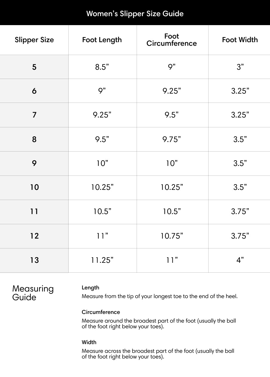 June Adaptive Size Chart for Silverts Women's Slippers