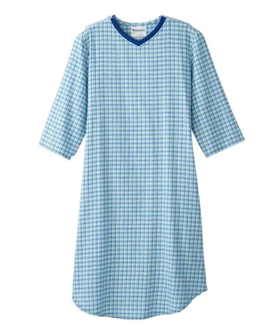 Men's Flannel Nightgown with Back Overlap
