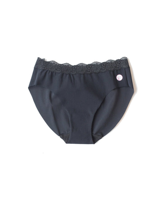 Womens black high cut briefs made with lightweight fabric and cotton crotch liner.