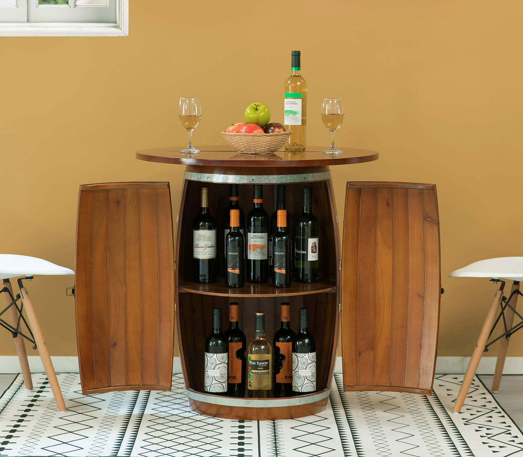Vintiquewise Wine Barrel Round Table Wine Storage