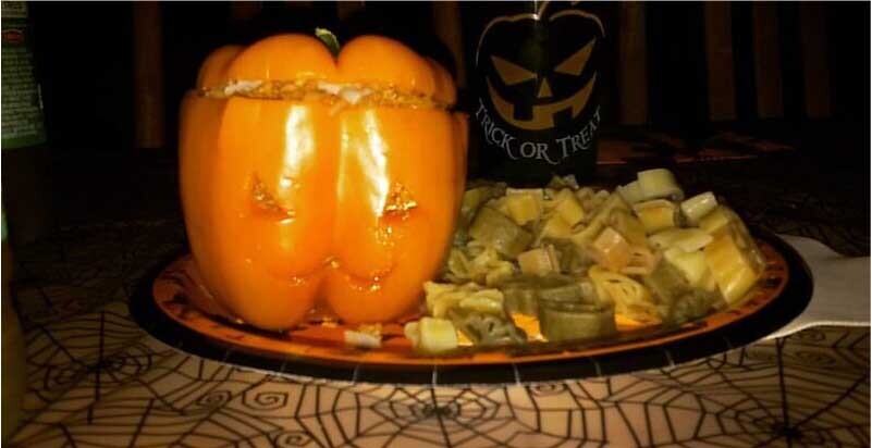 Jack-o-Lantern Stuffed Peppers