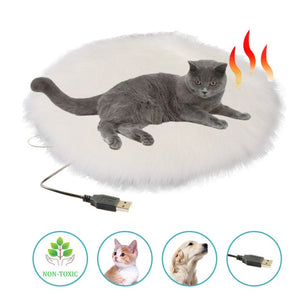 Open image in slideshow, Dog Heating Plush Pad Usb Electric Mat Constant Temperature Pet Bed Blanket Puppy Heater Portable Cat Winter Sleep Roud Cushion
