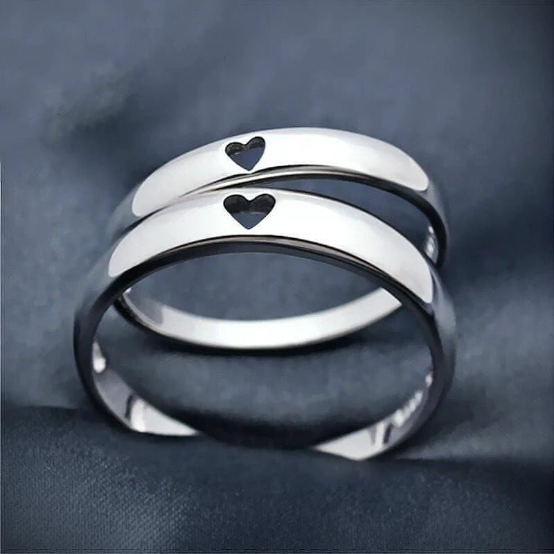 Creative Hollow Heart Couple Ring Women Punk Style Ring - Temu