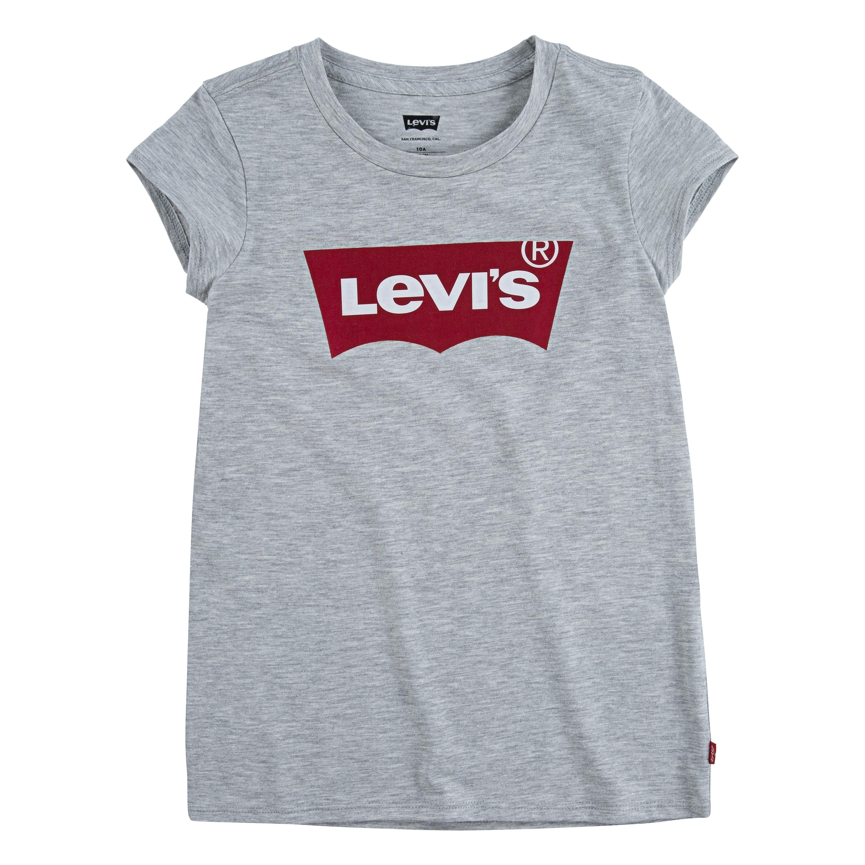 Batwing T-Shirt, Lys grå/Rød, Pige, Korte Ærmer, Levi&#39;s