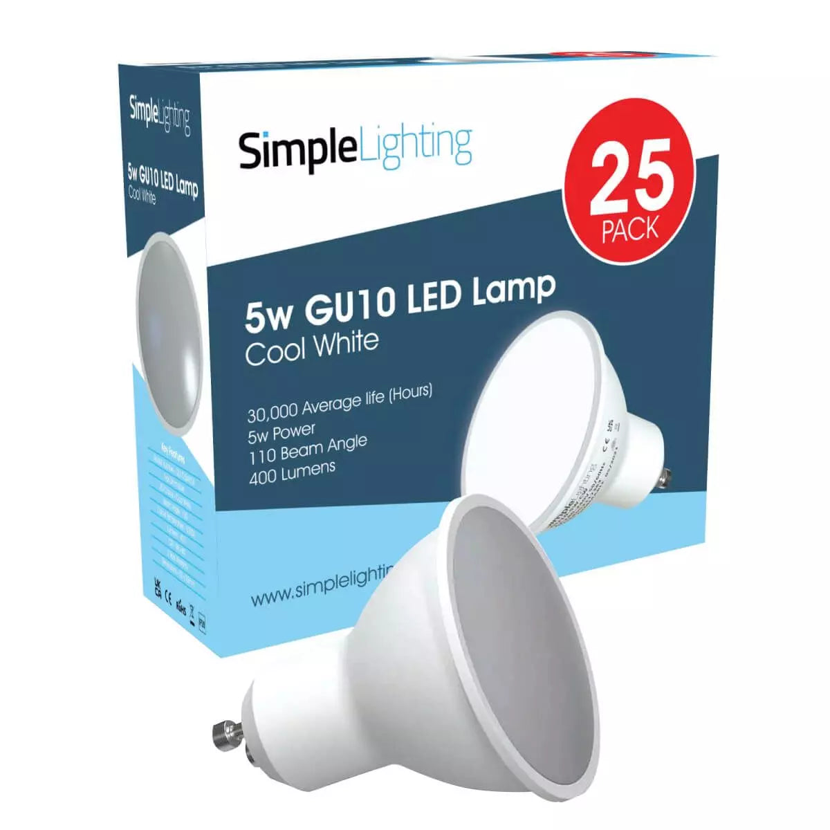 View 25 x 5w GU10 LED Lamps information