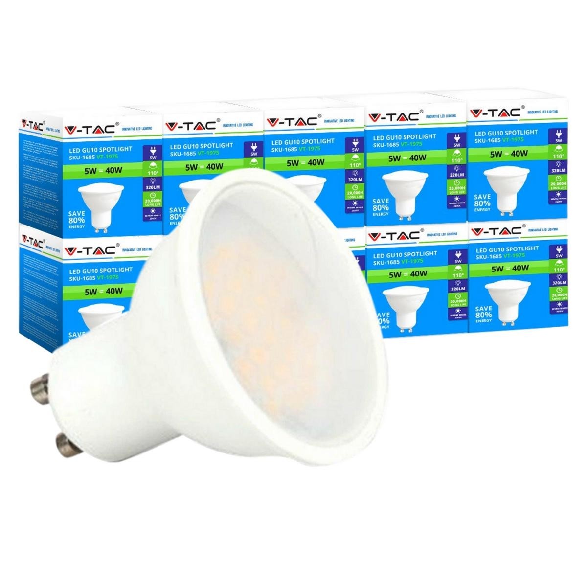 View 10 x 5w GU10 LED Bulbs information