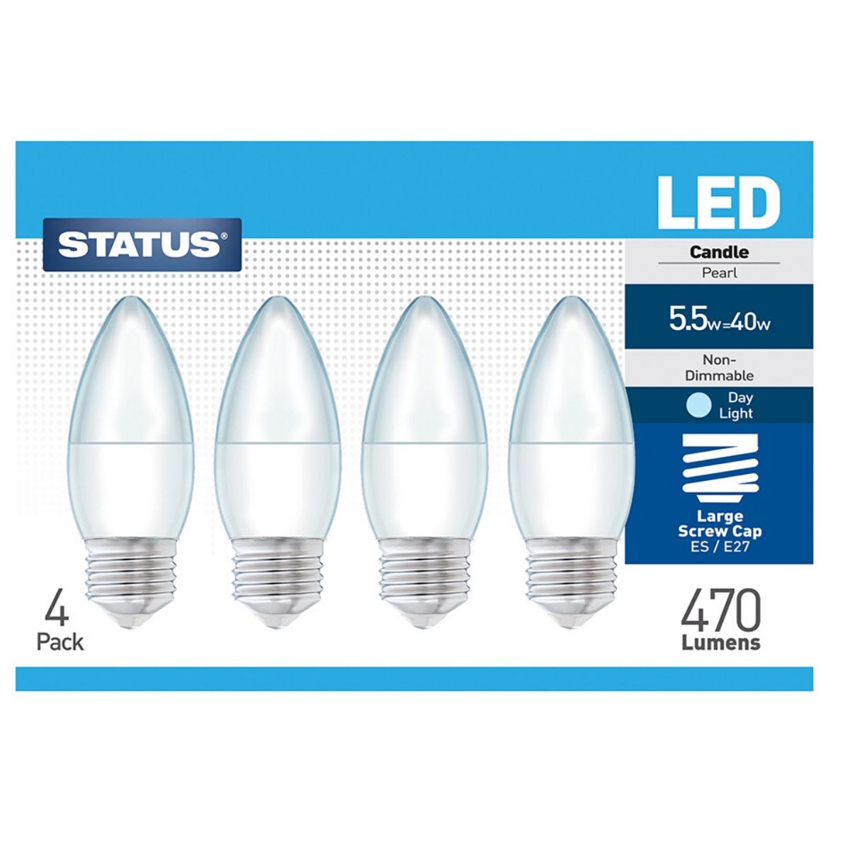 View 4 x 55w E27 Screw LED Candle Light Bulbs information