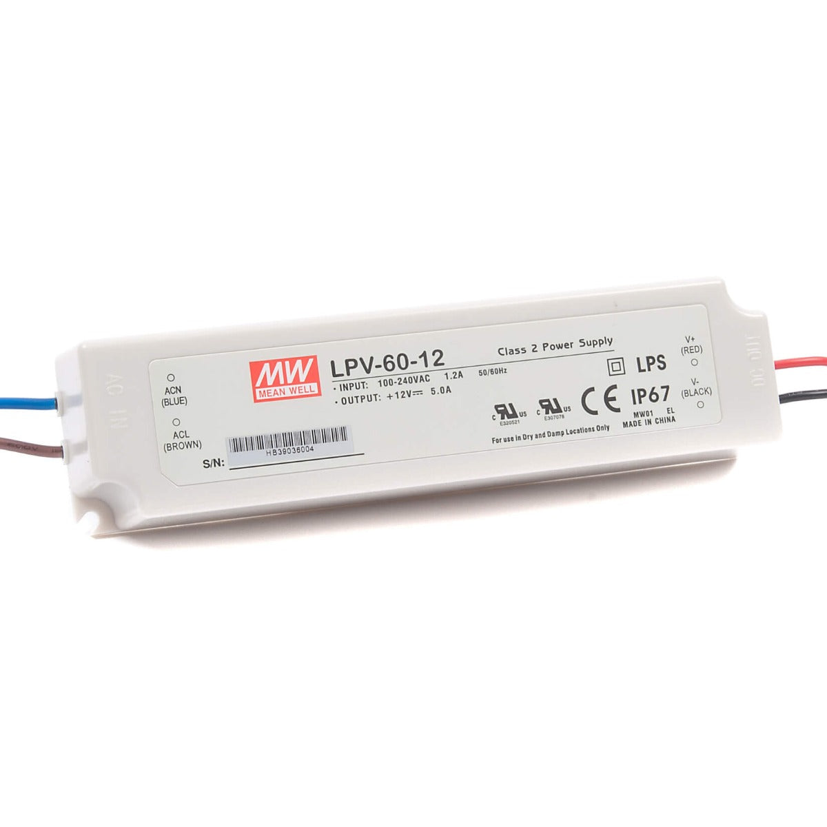 View 60w Meanwell LED Driver information