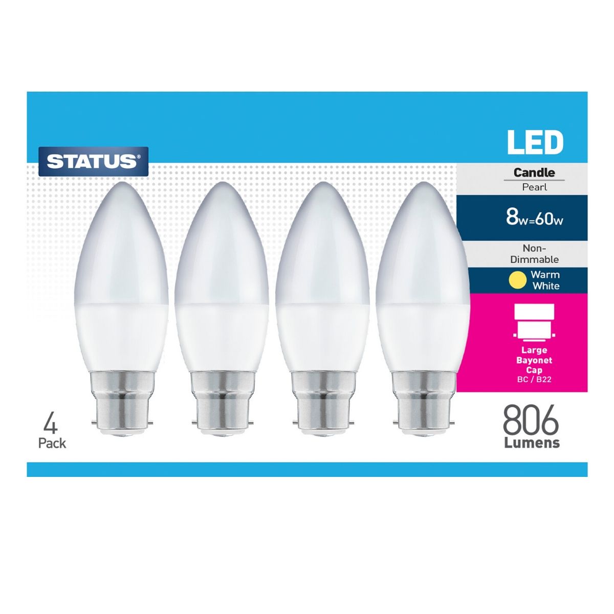 View 4 x LED Candle Bulbs B22 Warm White information