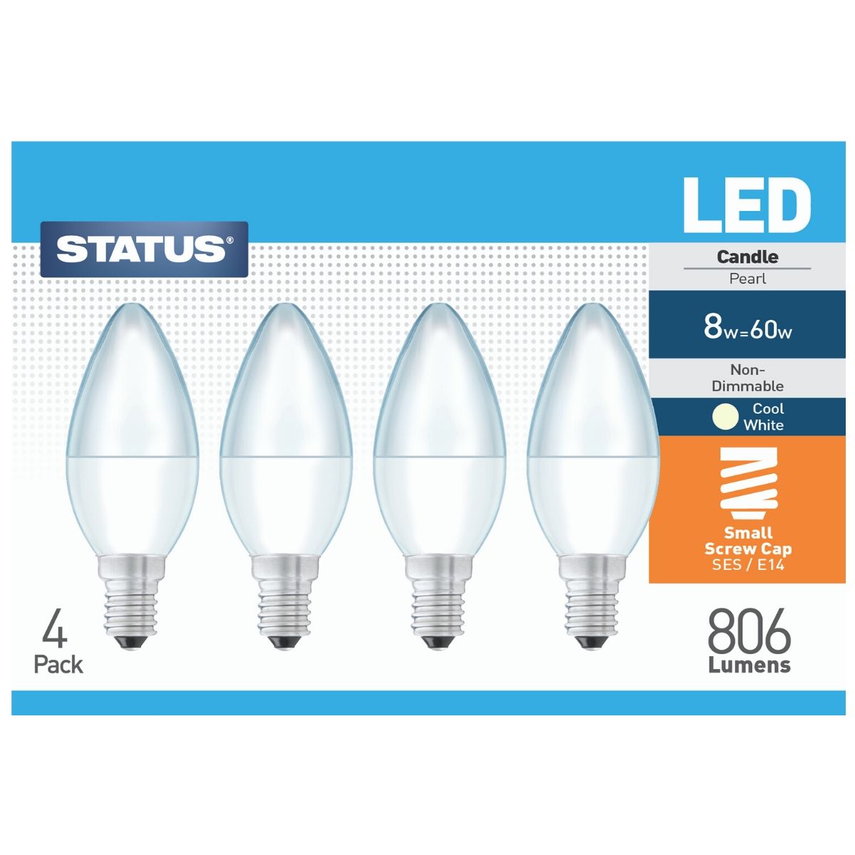 View 4 x 8w E14 LED Candle Bulbs information