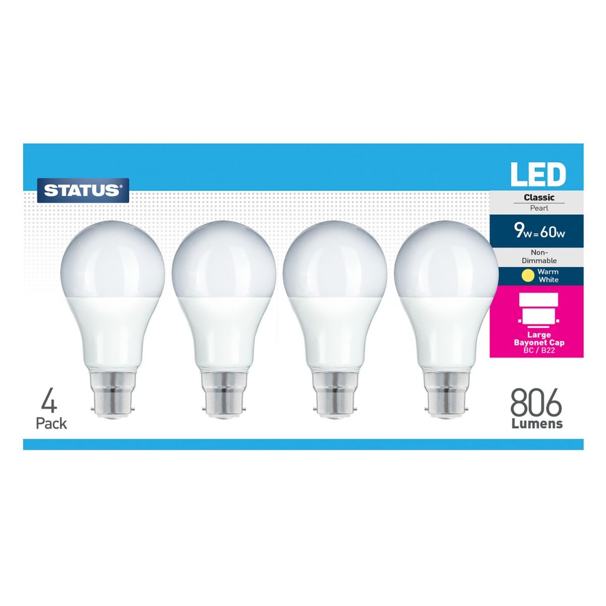View 4 x 9w B22 LED Light Bulbs information