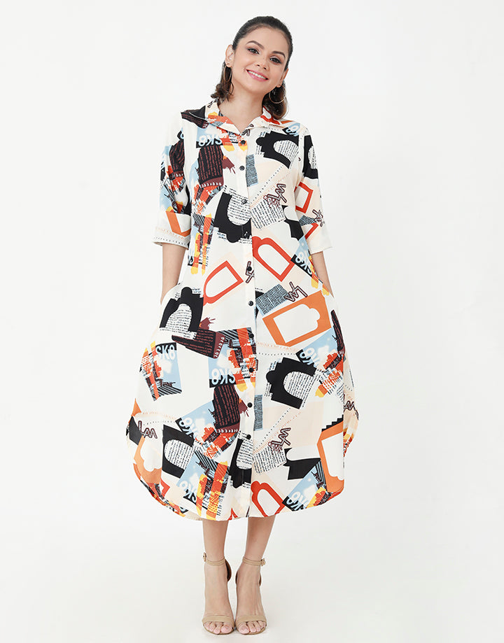 Collared Button Down Shirt Dress