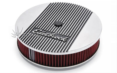 15 Polished Aluminum Oval Finned Air Cleaner For 5-1/8 Carbs Holley  Edelbrock - GoodSpeed USA