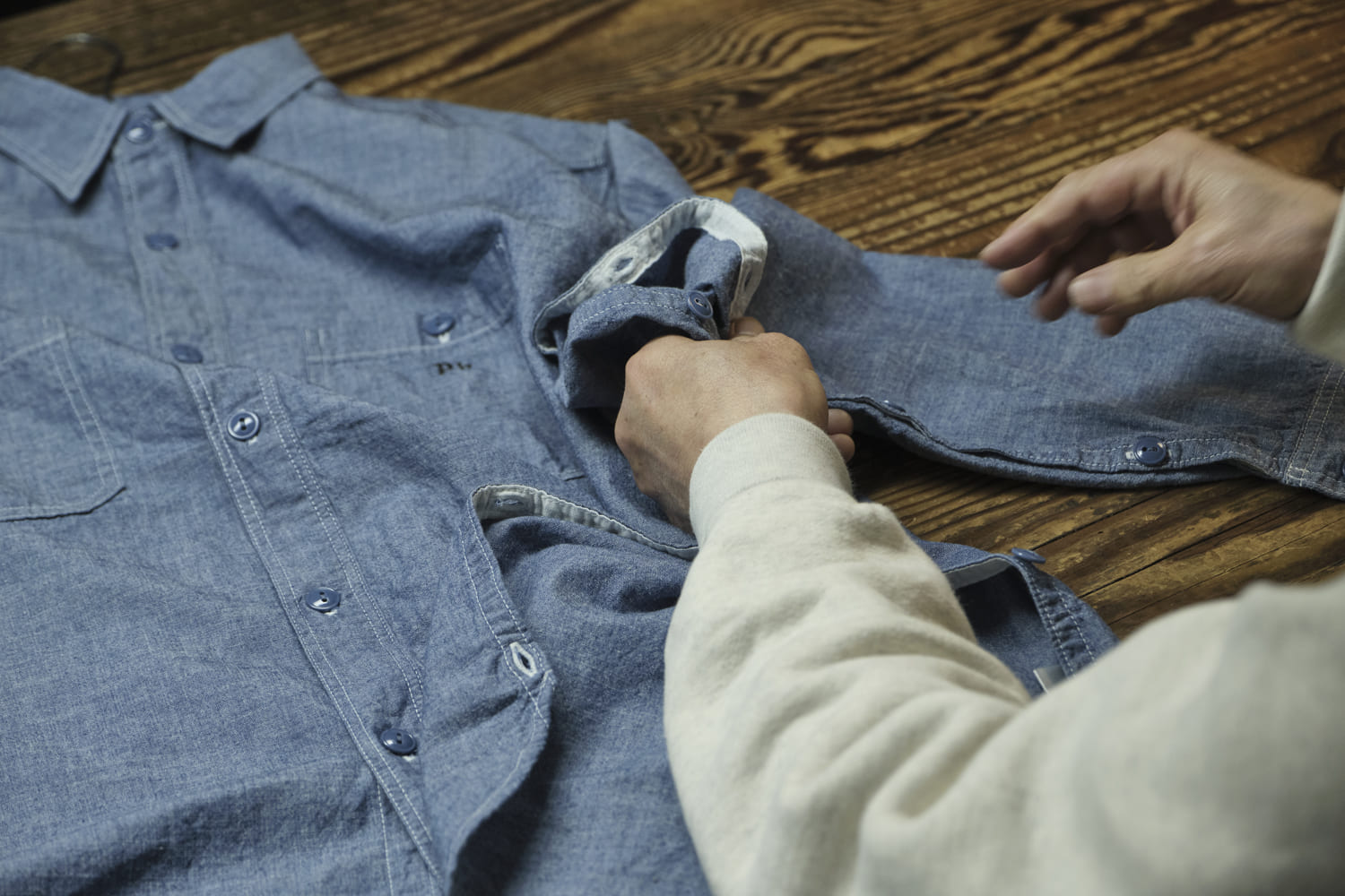 CHAMBRAY TREK SHIRT シャンブレートレックシャツ BAMBOO SHOOTS MOUNTAIN RESEARCH